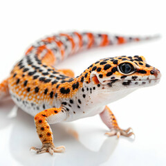Naklejka premium Leopard Gecko: Stunning Orange and Black Reptile Image