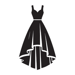Feminine high-low dress silhouette with graceful flow – High-low dress vector – High-low dress illustration – ladies dress silhouette – silhouette of high-low dress

