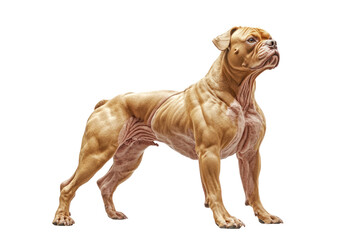 Muscular Bulldog: This image portrays a muscular Bulldog, captured with striking detail against a clean backdrop, showcasing its powerful physique and unique breed characteristics.