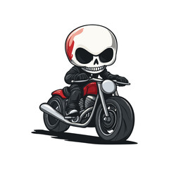 skull cartoon design riding a motorbike mascot vector