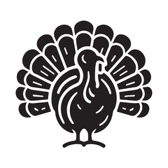 black and white vector illustration of a turkey