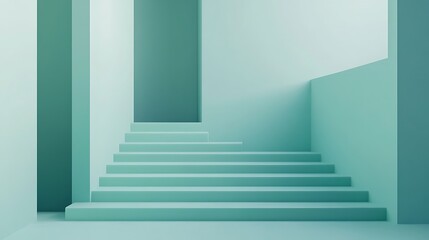 Obraz premium Teal Staircase Minimalist Interior.