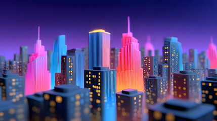 Naklejka premium Cyberpunk urban architecture modern science fiction business 3D rendering illustration