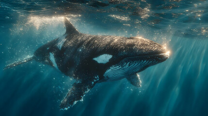 Majestic Orca Whale Underwater A Stunning Ocean Encounter