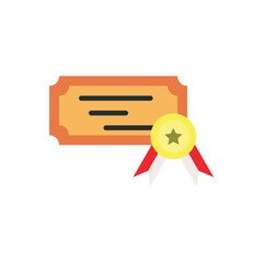 Certificate with Gold Star Medal. Flat design certificate illustration with a star medal, symbolizing certification, award, and accomplishment.
