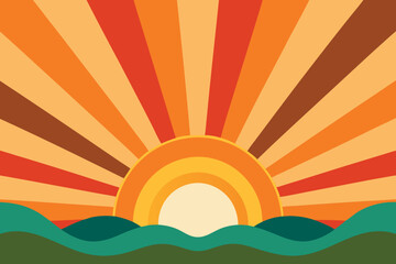 Colorful Geometric Sunburst and Radiant Line Backgrounds with Vintage Tone and Abstract Rays