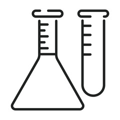 Two lab tubes stand close together in this simple black outline drawing, ready for a science experiment or educational illustration.