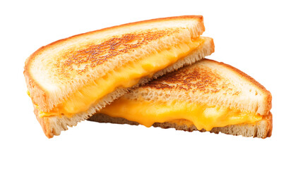 Classic Grilled Cheese Sandwich Isolated on a Transparent Backdrop in High-Quality PNG Cutout Food Presentation Style