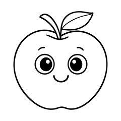 Cheerful Apple: A charming cartoon apple with a friendly face and an inviting smile, perfect for adding a touch of playful charm to any project.
