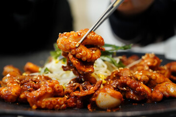 Korean Spicy Stir-Fried Webfoot Octopus (Jjukkumi Bokkeum)