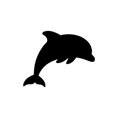 Fototapeta premium Cute dolphin silhouette icon vector flat design.