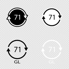 Green Glass Recycling Code 71 GL Set.