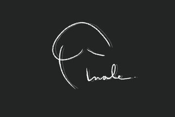 Male Gender Symbol in Handwritten Chalk Style on Black Background	