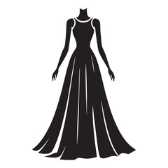 Fototapeta premium Flowing maxi dress silhouette – Maxi dress vector – Maxi dress illustration – ladies dress silhouette – silhouette of maxi dress