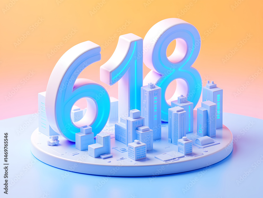 Poster 3d rendering digital font big sale event countdown concept element