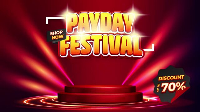 Payday Festival Red Neon Theme Save Up to 60% with Free Delivery and Eye catching Design Marketing Promotion Video