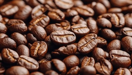 Roasted coffee beans close-up