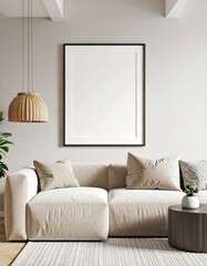 Frame mockup ISO A paper size Living room wall poster mockup Interior mockup with house b