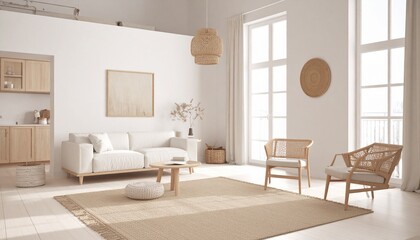 Fototapeta premium 白い部屋の美しいインテリア