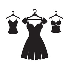 Simple mini dress silhouette – Mini dress vector – Mini dress illustration – ladies dress silhouette – silhouette of mini dress

