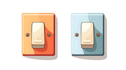 Light Switch Cartoon Vector Illustration for Household Interior, Isolated on White Background