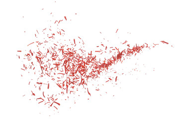 Dried saffron threads spice flying, isolated on white background, Crocus sativus, clipping path	