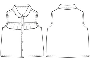 baby Girl's empire cut sleeveslees Denim Top vector