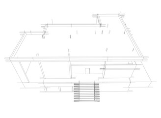 house building sketch architecture 3d illustration
