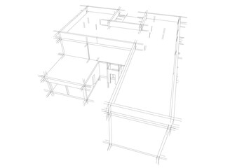 house building sketch architecture 3d illustration