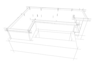 house building sketch architecture 3d illustration