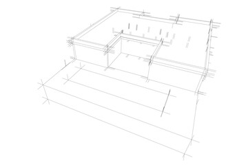 house building sketch architecture 3d illustration