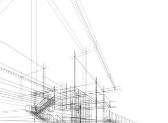 house building sketch architecture 3d illustration