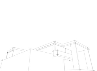 house building sketch architecture 3d illustration