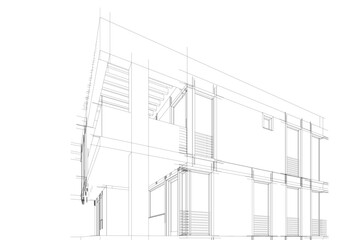 house building sketch architecture 3d illustration