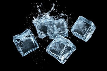 Obraz premium Ice cubes splashing