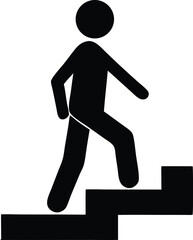 stickman walking step up silhouette vector icon