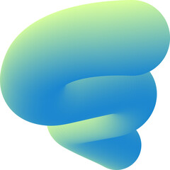 Gradient abstract blue shape. Liquid 3d element. Fluid wavy and swirl spiral. Dynamic trendy bright squiggle with soft gradation for poster design