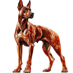 Majestic Dog Portrait: This striking artwork portrays a regal dog in a vibrant, low-poly style, emphasizing sharp angles and rich hues to create a captivating visual experience.