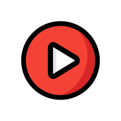 Play button icon. Colored outline vector design isolated illustration.