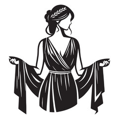 Roman stola dress with decorative ties silhouette – Roman stola dress vector – Roman stola dress illustration – ladies dress silhouette – silhouette of Roman stola dress

