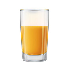 Orange juice in a glass on a transparent background