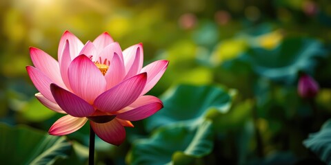 Obraz premium Peaceful Lotus Flower in Lush Garden Oasis