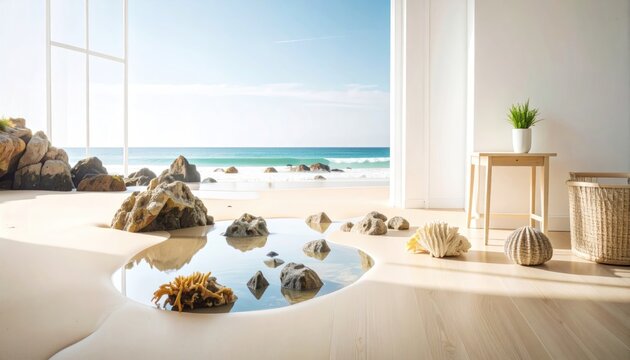 Fototapeta Indoor Beach with Coral and Ocean View