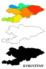 Simple line and filled map of Krygystan, ideal for geographic presentations