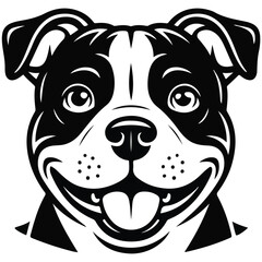 Adorable Gray Pitbull Puppy vector, Bull Dog head Vector outline silhouette