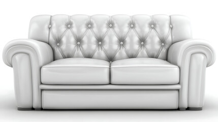 A white leather couch with a diamond pattern