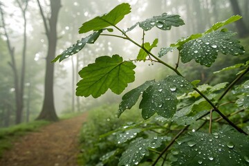 Obraz premium rain drops on a leaf