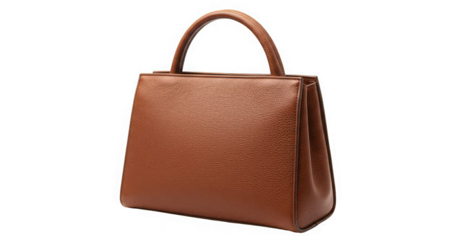 Elegantly textured brown handbag against glitchy background