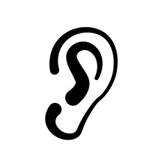 
Illustration showing a black ear icon on a white background