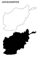 Vector outline and silhouette map of Afghanistan, perfect for educational and design use